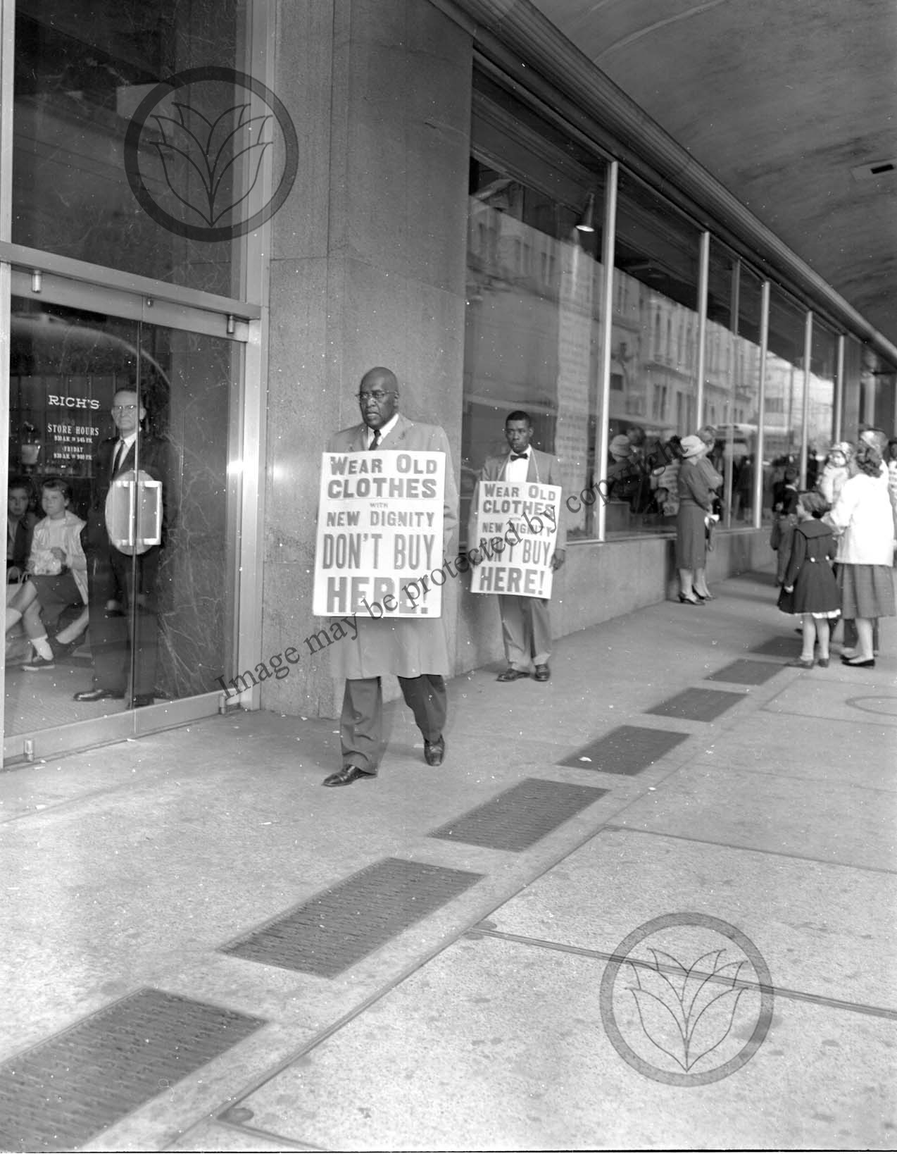 John Calhoun and Jesse Hill Walking Picket Line, 1960