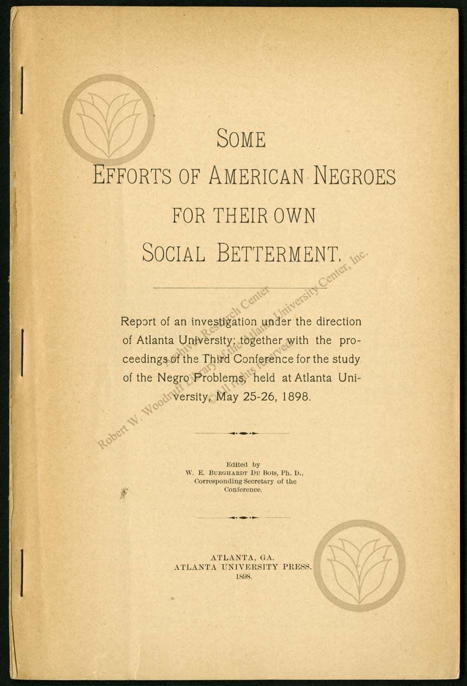 Some Efforts of American Negroes for their Own Social Betterment